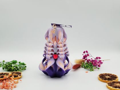 Lumânare Sculptată Manual, 13cm - Royal Purple