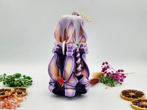 Lumânare Sculptată Manual, 16cm - Royal Purple