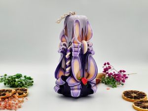 Lumânare Sculptată Manual, 16cm - Royal Purple