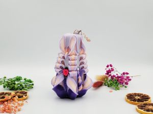 Lumânare Sculptată Manual, 13cm - Royal Purple