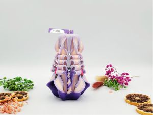 Lumânare Sculptată Manual, 13cm - Royal Purple