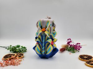 Lumânare Sculptată Manual, 13cm - Bohemian Green