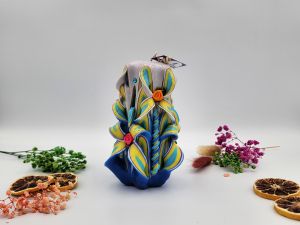 Lumânare Sculptată Manual, 13cm - Bohemian Green