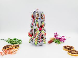 Lumânare Sculptată Manual, 16cm - Bohemian Green