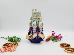 Lumânare Sculptată Manual, 16cm - Bohemian Green